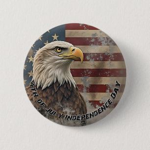 Bóton Redondo 5.08cm Águia Majestosa e Bandeira - Espírito de Liberdade