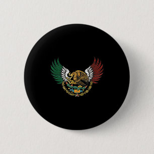Bóton Redondo 5.08cm Águia Mexicana Asteca Com Asas De Bandeira Tricolo