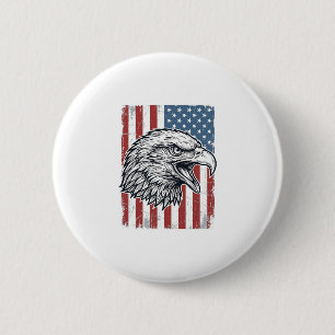 Bóton Redondo 5.08cm Águia Patriótica Bandeira Americana Gravura Vintag