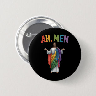 Bóton Redondo 5.08cm Ah Homens Divertido LGBT Orgulho Gay Jesus Bandeir