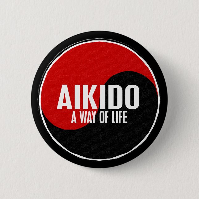 Bóton Redondo 5.08cm Aikido 1 de Yin Yang (Frente)