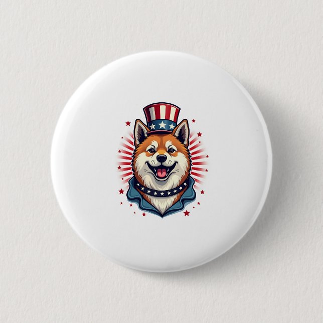 Bóton Redondo 5.08cm Akita cão com independência (Frente)