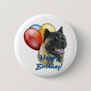 Bóton Redondo 5.08cm Akita Happy Birthday Balloons
