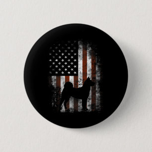 Bóton Redondo 5.08cm Akita Inu American Flag Patriótico 4 De Julho