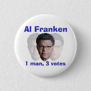 Bóton Redondo 5.08cm Al Franken: 1 homem, 3 votos