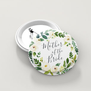 Bóton Redondo 5.08cm Alabastro Floral Wreath Mãe da Noiva