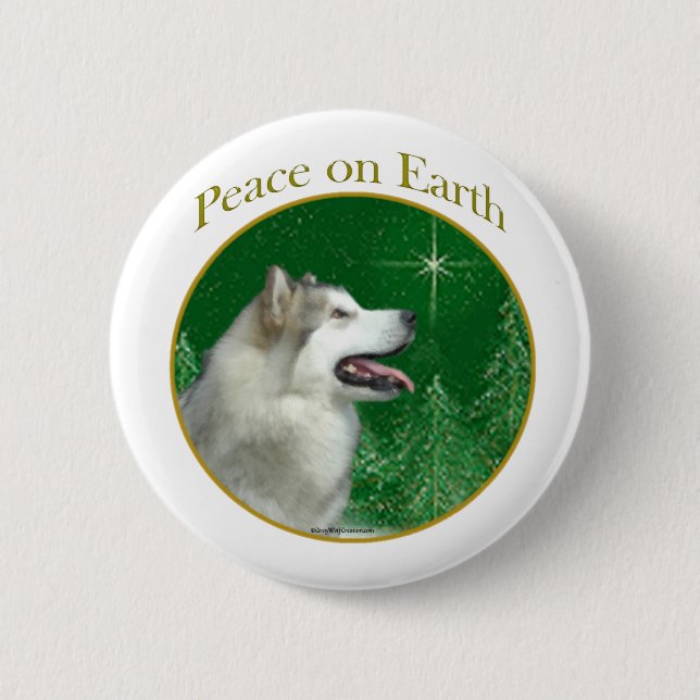 Bóton Redondo 5.08cm Alaskan Malamute Peace (Frente)