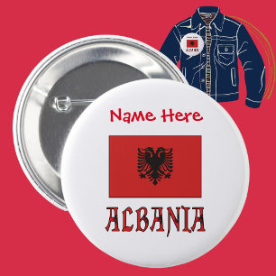 Bóton Redondo 5.08cm Albânia Bandeira Albanesa Vermelha Personalização 