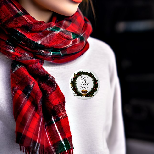 Bóton Redondo 5.08cm Alegra-se e acredita na natividade (Criador carregado)