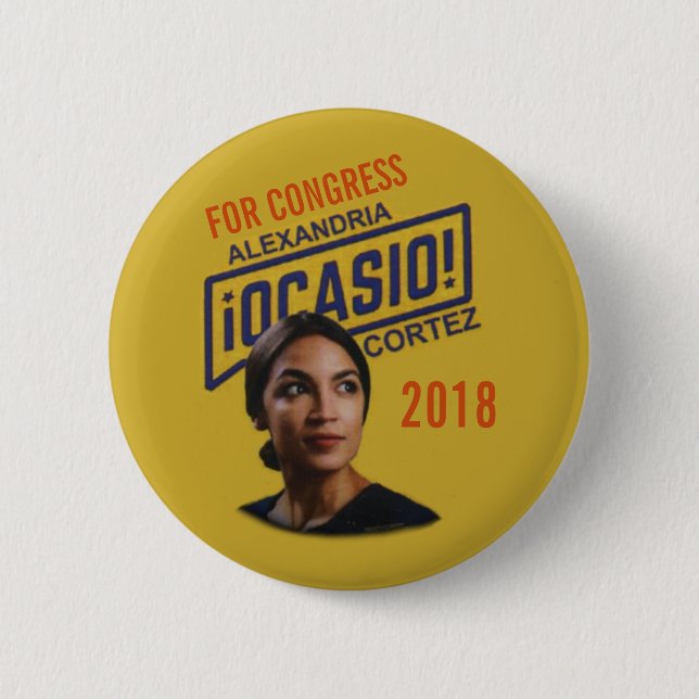 Bóton Redondo 5.08cm Alexandria Ocasio Cortez (Frente)