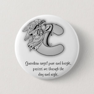 Bóton Redondo 5.08cm Alfabeto do monograma do anjo da letra C