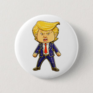 Bóton Redondo 5.08cm Alfinete Chibi Cartoon Meme Divertido Trump Feliz