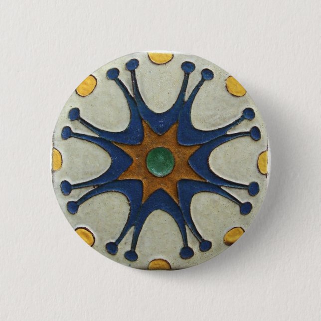 Bóton Redondo 5.08cm Alfinete de Azulejo Antigo (Frente)