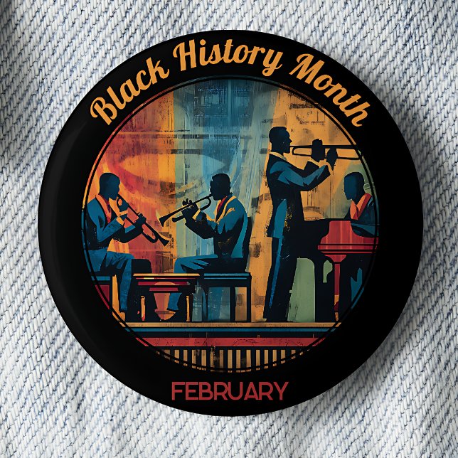Bóton Redondo 5.08cm Alfinete de Banda de Jazz do Mês da História Negra (Criador carregado)