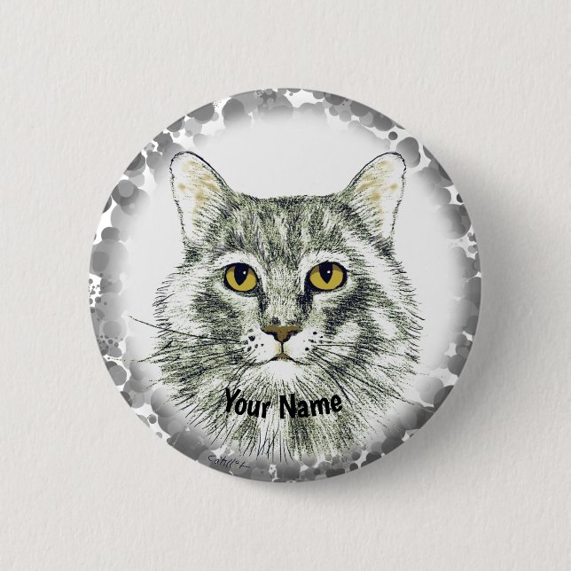 Bóton Redondo 5.08cm alfinete de rosto de gato (Frente)