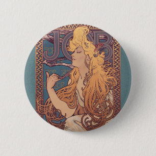 Bóton Redondo 5.08cm Alfonse Mucha Job Art Nouveau mulher
