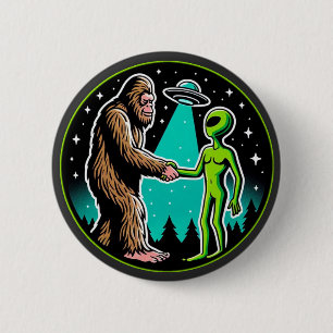Bóton Redondo 5.08cm Aliança de Alienígena Bigfoot - Engraçado Cryptid