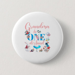 Bóton Redondo 5.08cm Alice Na Família Onederland Avó Do Aniversário