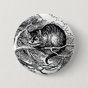 Bóton Redondo 5.08cm Alice no País das Maravilhas Vintage, Gato de Ches