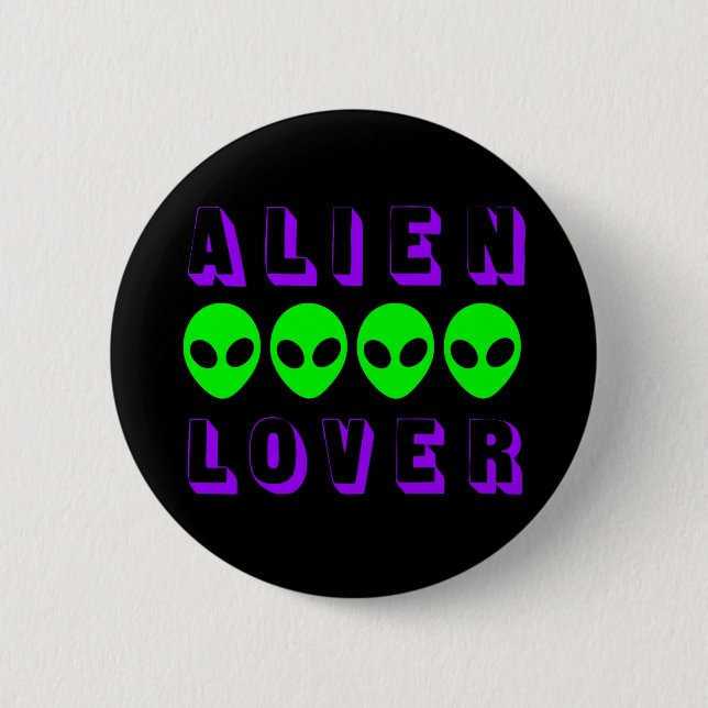 Bóton Redondo 5.08cm Alienígena em Roxo Escuro e Verde Sci Fi (Frente)