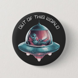 Bóton Redondo 5.08cm Alienígena engraçada no OVNI