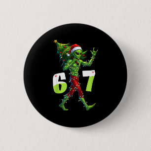 Bóton Redondo 5.08cm Alienígena engraçado de Natal Seis Sete Meme 67 Ch