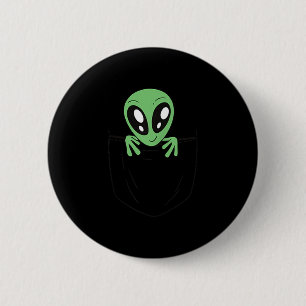 Bóton Redondo 5.08cm Alienígena Verde Num Bolso De Gráfico Sci Fi Engra