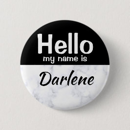Bóton Redondo 5.08cm Alô Preto Personalizado Meu nome é tag personaliza