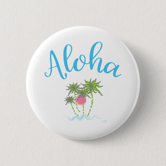 Bóton Redondo 5.08cm Aloha Beaches Hawaiian Style Summer (Frente)