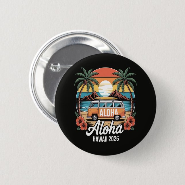 Bóton Redondo 5.08cm Aloha Havaí 2026 (Frente & Verso)