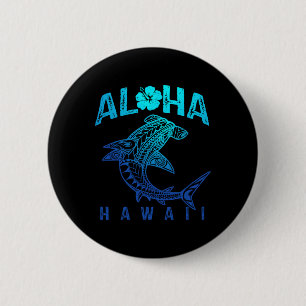 Bóton Redondo 5.08cm Aloha Havaí Tril Tubarão Praia Polinésia Havaiana