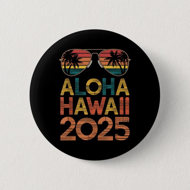 Bóton Redondo 5.08cm Aloha Hawaii 2025 Perfeito Para Summer Trip Beach  (Frente)