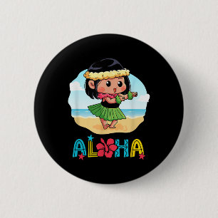 Bóton Redondo 5.08cm Aloha Hula Hawaiian Cute Girl Dancer Summer Beach