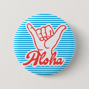 Bóton Redondo 5.08cm Aloha Shaka Hands, versão azul