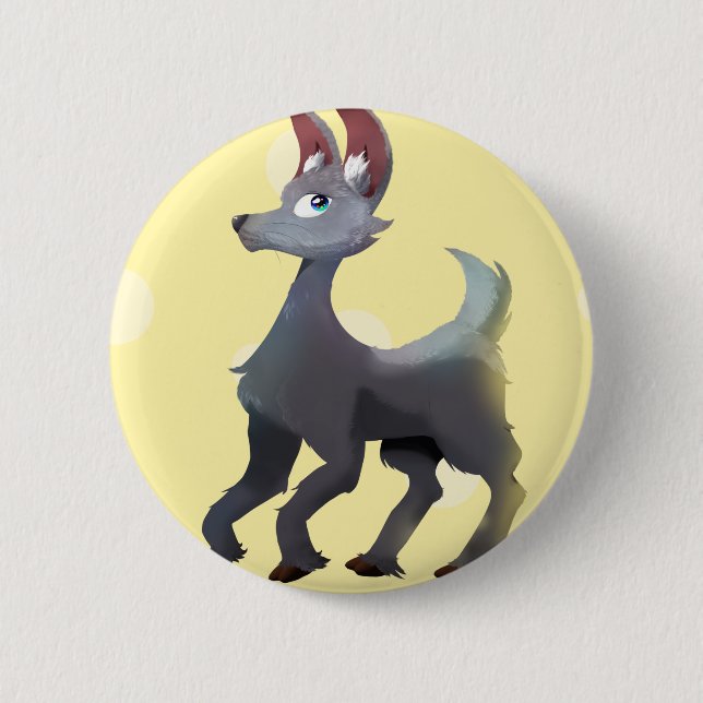 Bóton Redondo 5.08cm Alpaca Bunny - Cinzas/Iluminantes (Frente)