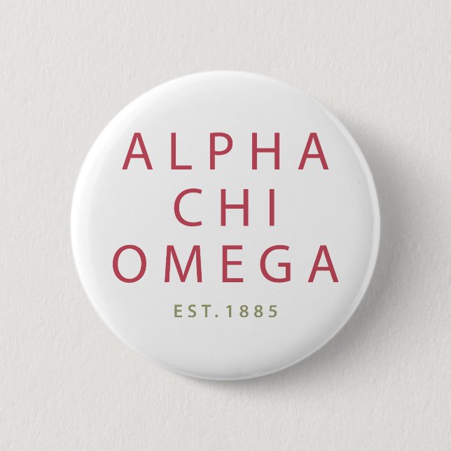 Bóton Redondo 5.08cm Alpha Chi Omega | Fundada em 1885 (Frente)