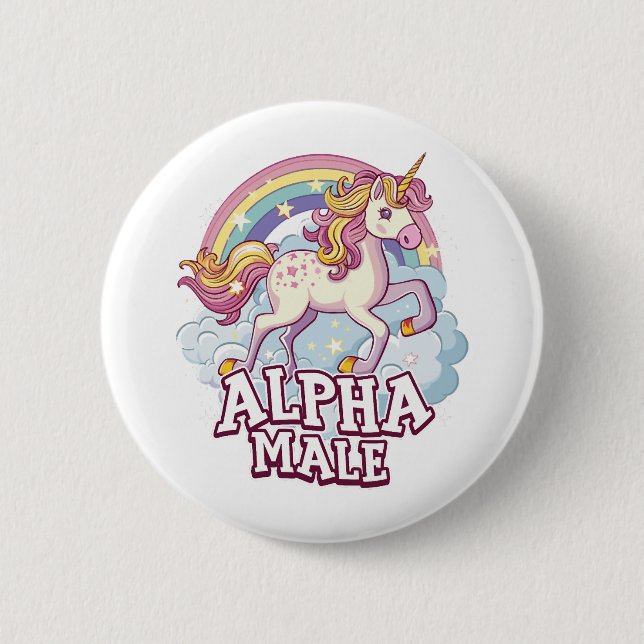 Bóton Redondo 5.08cm Alpha Male Unicorn (Frente)