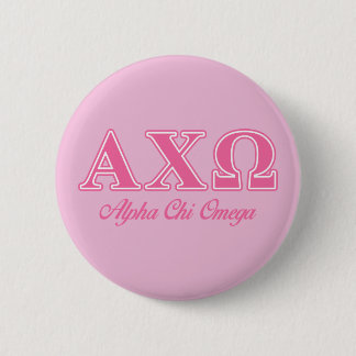 Bóton Redondo 5.08cm Alphi Chi Omega Letras Rosa