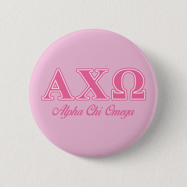 Bóton Redondo 5.08cm Alphi Chi Omega Letras Rosa (Frente)