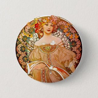 Bóton Redondo 5.08cm Alphonse Mucha Dreaming (Reverie)