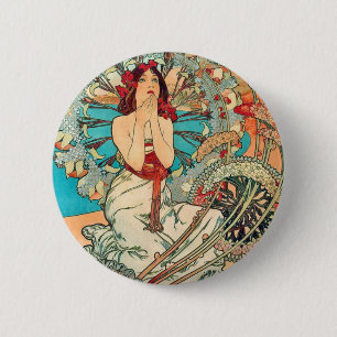 Bóton Redondo 5.08cm Alphonse Mucha Monaco, Monte - Carlo, 1897