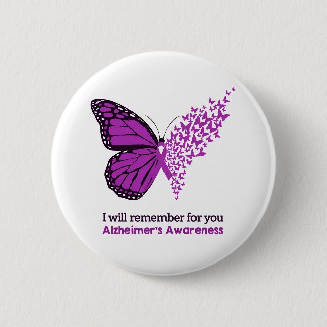 Bóton Redondo 5.08cm Alzheimer's Disease Awareness Purple Ribbon (Frente)