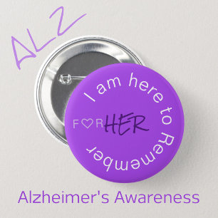 Bóton Redondo 5.08cm Alzheimers Sensibiliza Cuidados Roxos