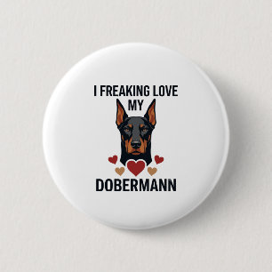 Bóton Redondo 5.08cm Amando Dobermann Corações Vermelhos_1