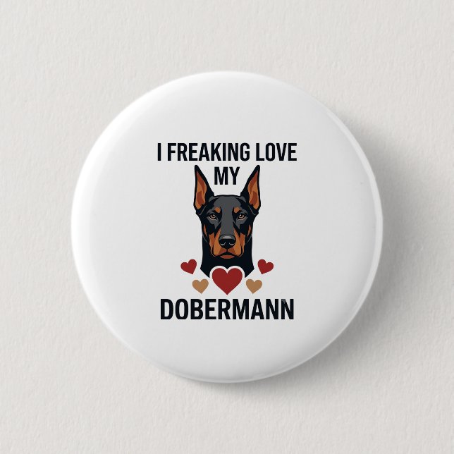 Bóton Redondo 5.08cm Amando Dobermann Corações Vermelhos_1 (Frente)