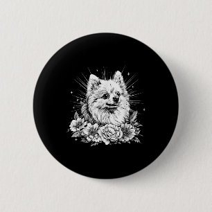 Bóton Redondo 5.08cm Amante de Estilo de Tatuagem Pomerânia Cão Retro