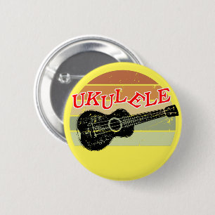 Bóton Redondo 5.08cm Amarelo de Desenho Distinto Ukulele, Ultrapassado,