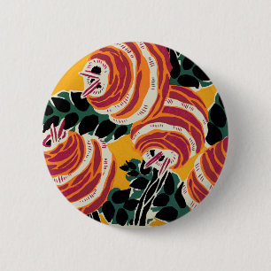 Bóton Redondo 5.08cm Amarelo Mostarda e Laranja Decoração Floral Art Dé