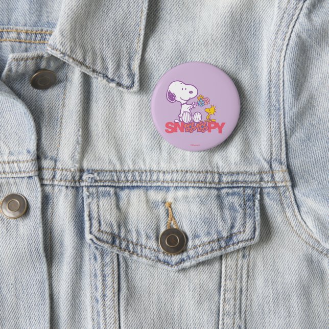 Bóton Redondo 5.08cm Amendoins | Flores De Esnoopia E De Madeira (In Situ)