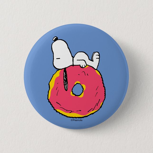 Bóton Redondo 5.08cm Amendoins | Rosquinha rosa esnoopia (Frente)